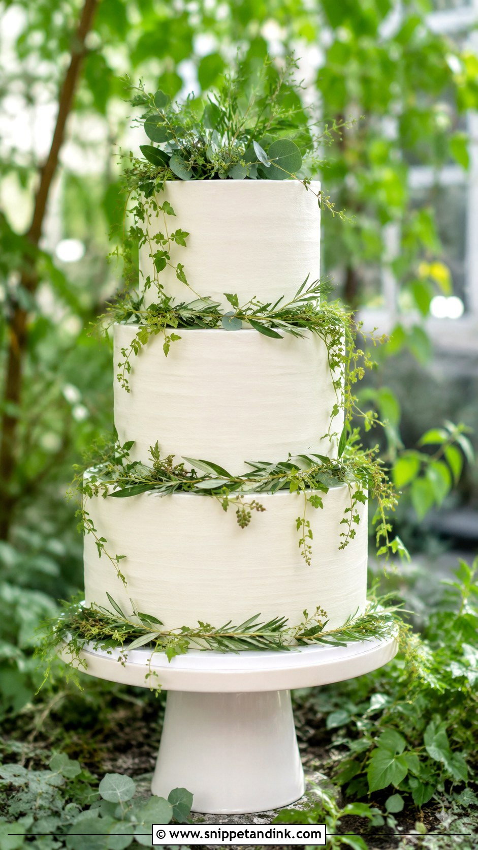 Greenery Garden Wedding Cake - Snippet and Ink - 20 Romantic Garden Wedding Cake Ideas