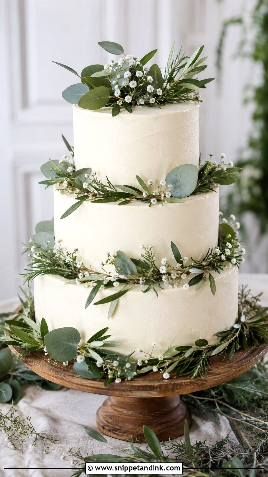 Greenery Tiered Wedding Cake - Snippet and Ink - 30 Tiered Wedding Cake Ideas