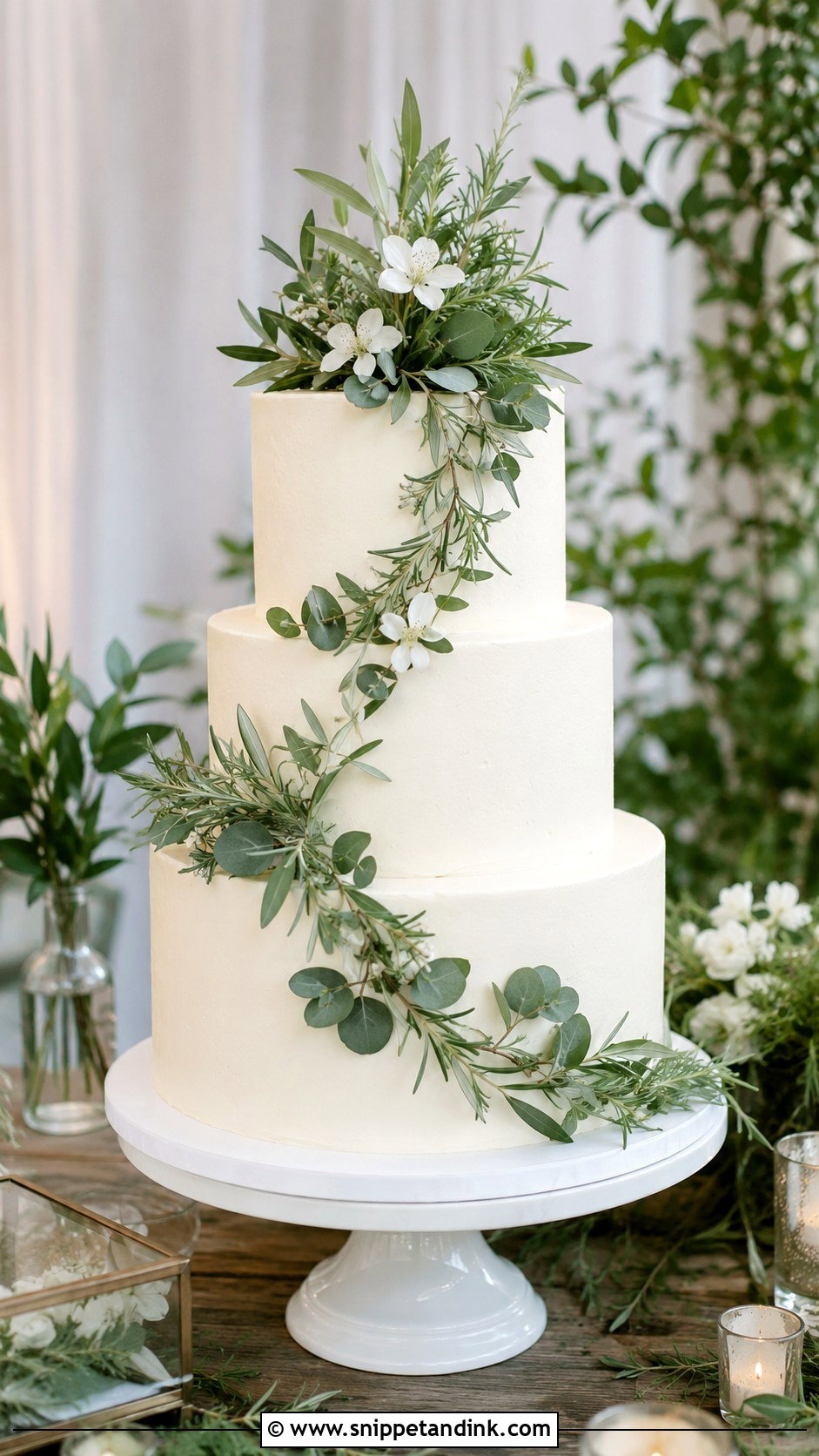 Greenery Wedding Cake - Snippet and Ink - 20 Wedding Cake Decoration Ideas