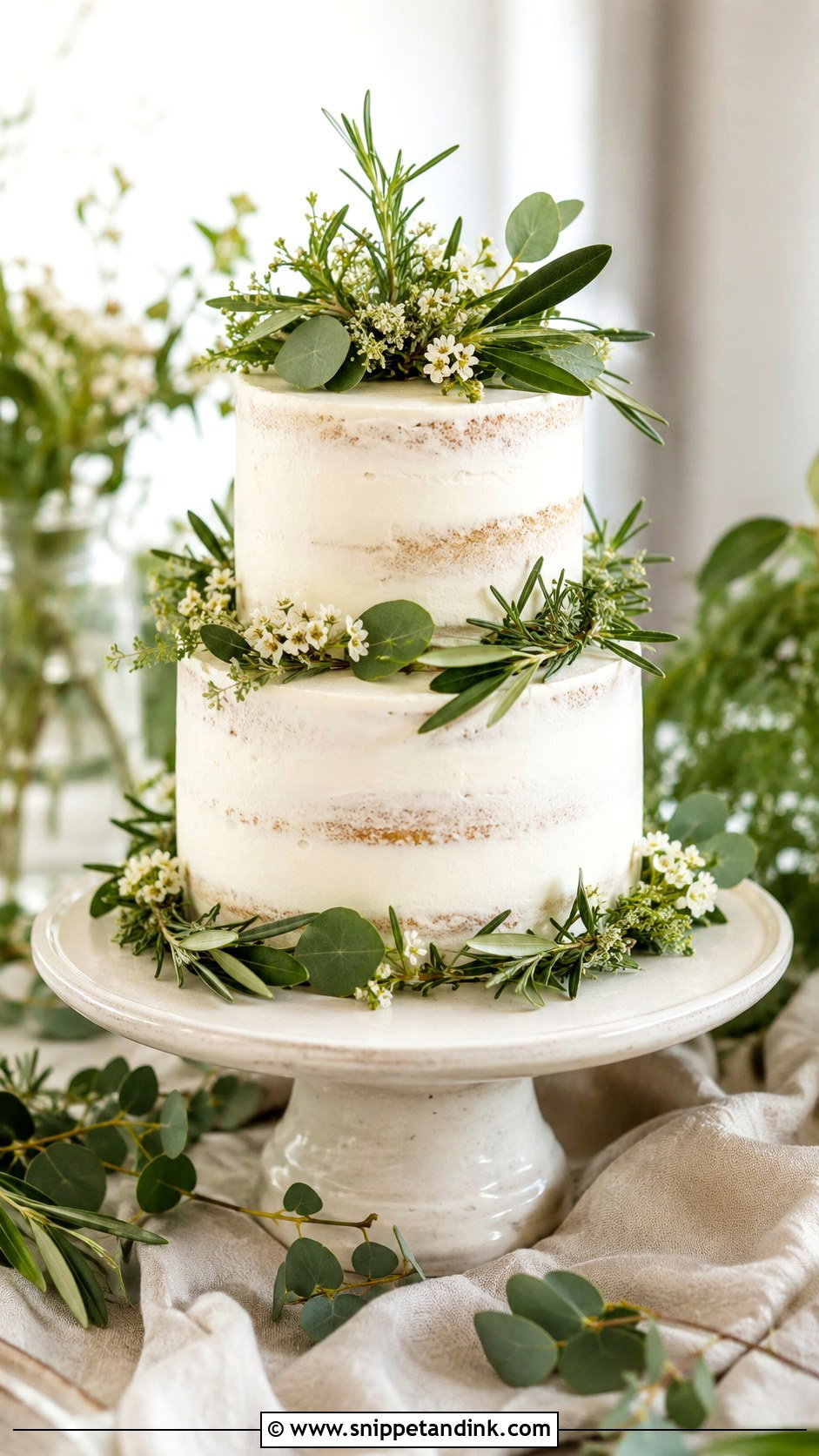 Greenery Wedding Cake - Snippet and Ink - 25 Cake and Cupcakes Ideas for Wedding