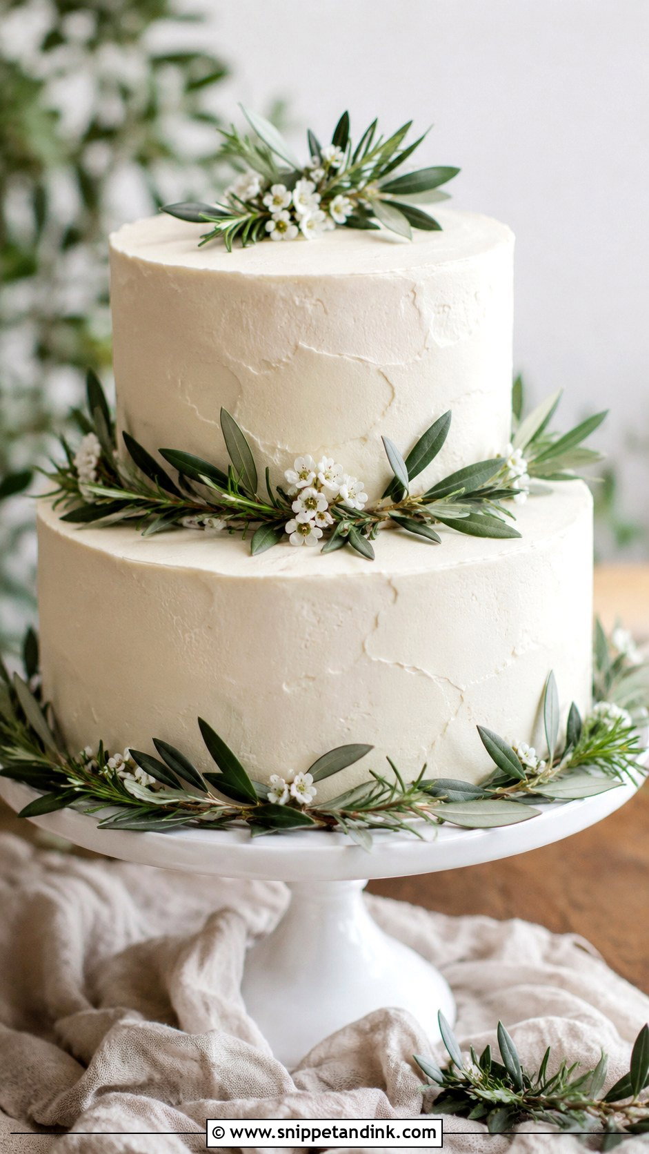 Greenery Wedding Cake - Snippet and Ink - 20 Easy Wedding Cake Decorating Ideas