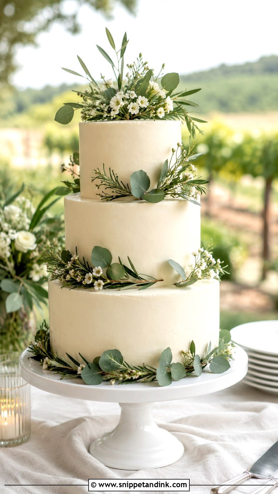 Greenery Wedding Cake - Snippet and Ink - 25 Outdoor Wedding Cake Ideas