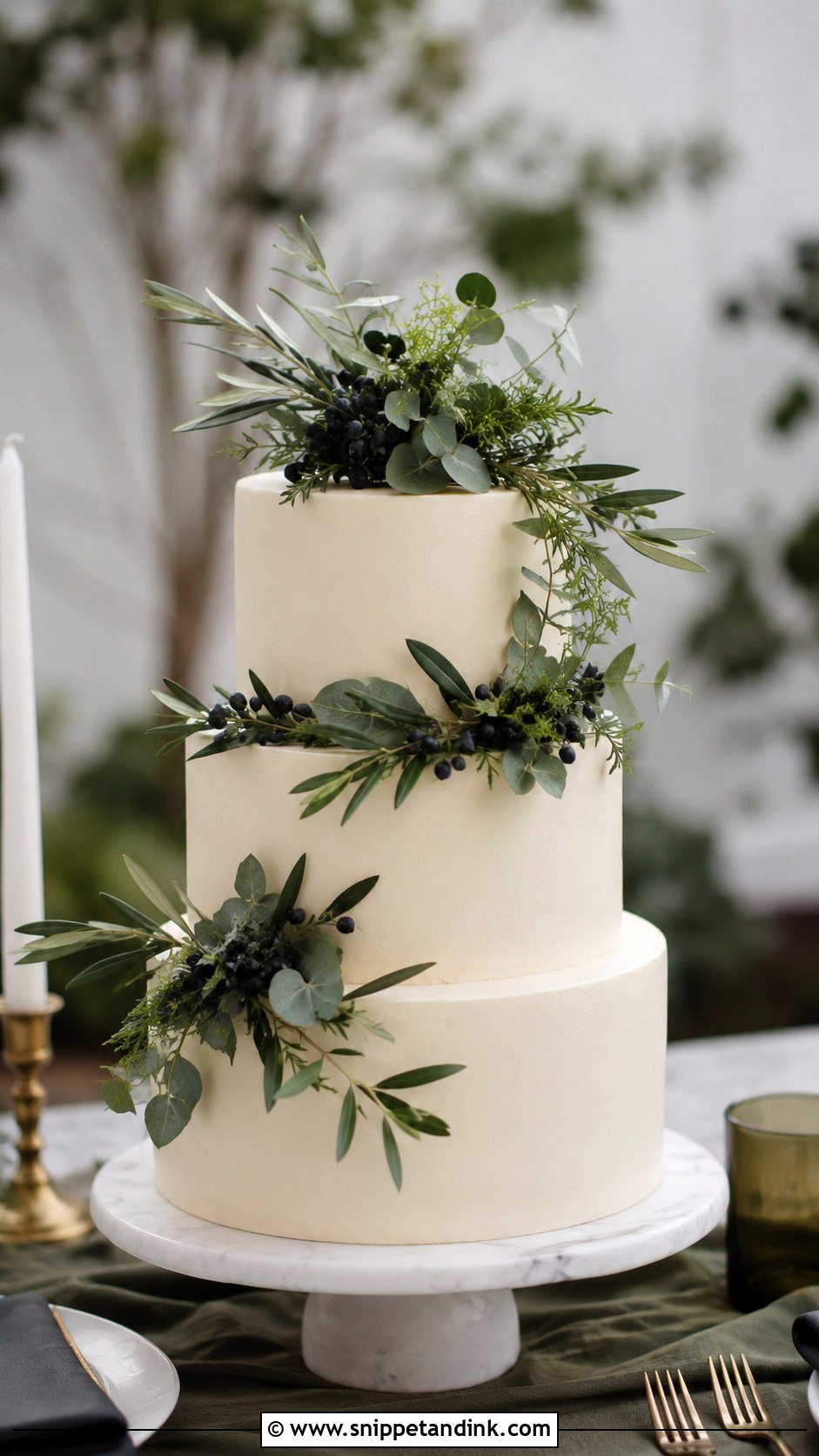 Greenery Wedding Cake - Snippet and Ink - 30 Masculine Wedding Cake Ideas
