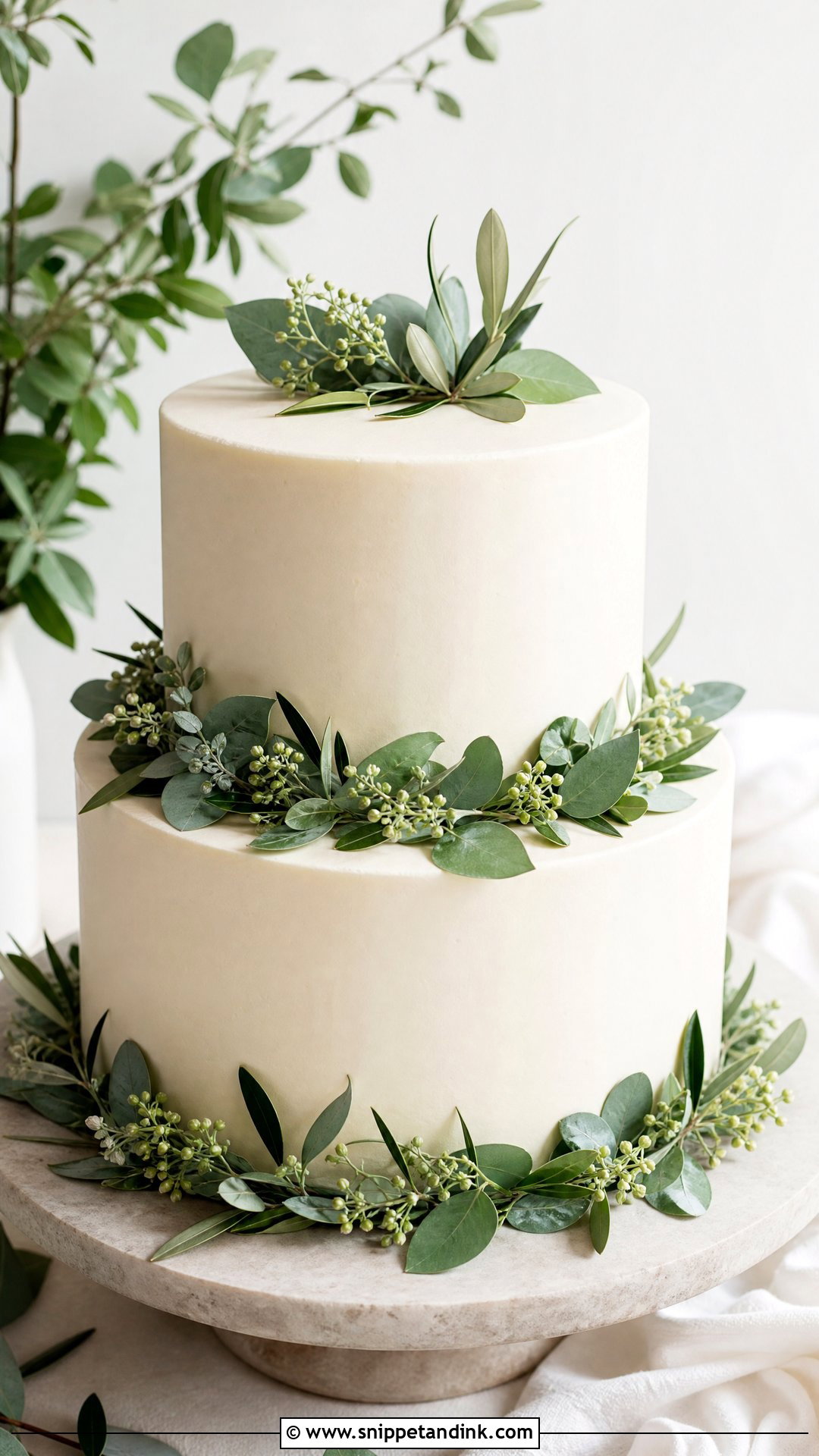 Greenery Wedding Cake - Snippet and Ink - 30 Simple Wedding Cake Ideas