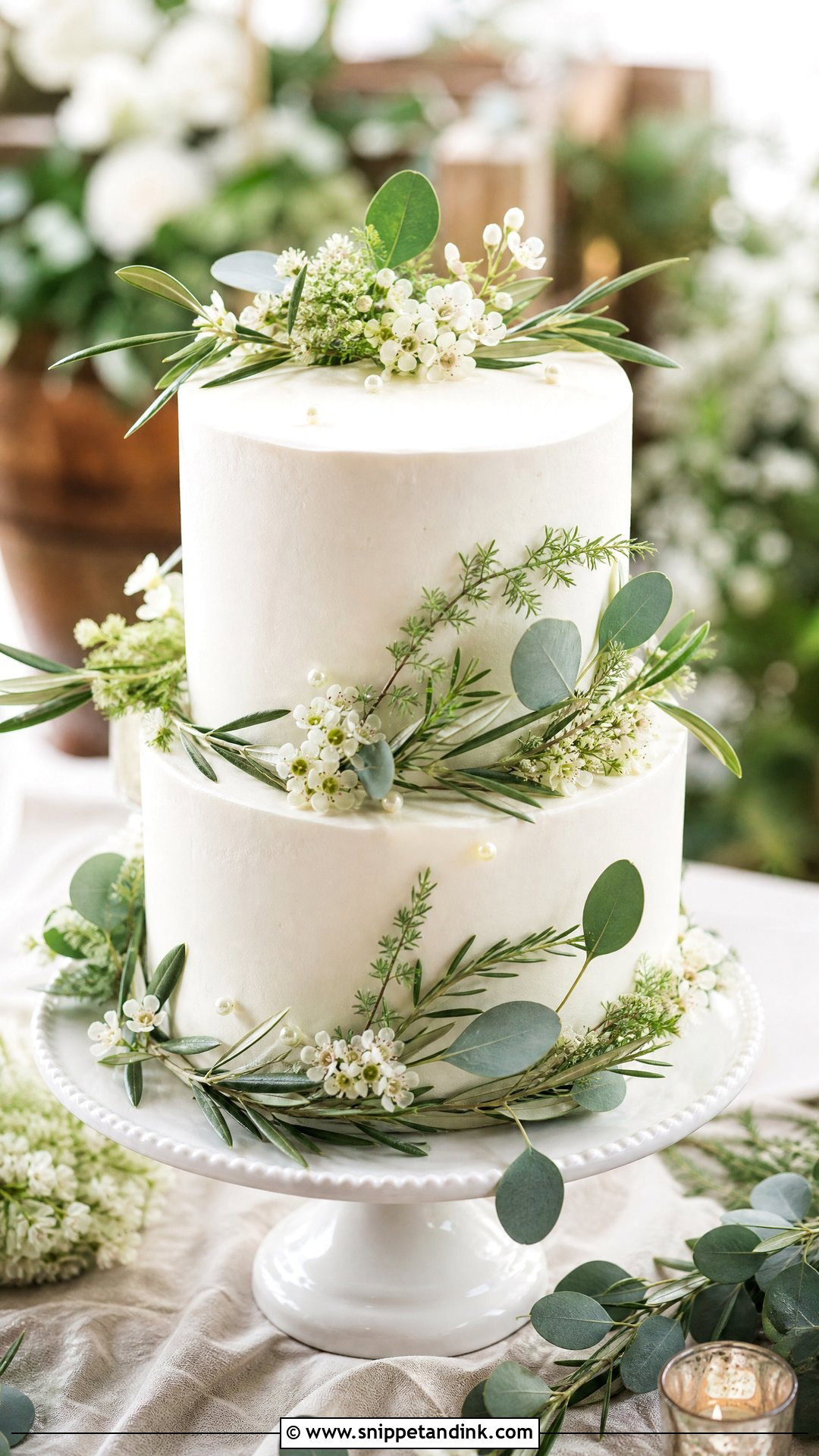 Greenery Wedding Cake - Snippet and Ink - 35 Wedding Cakes