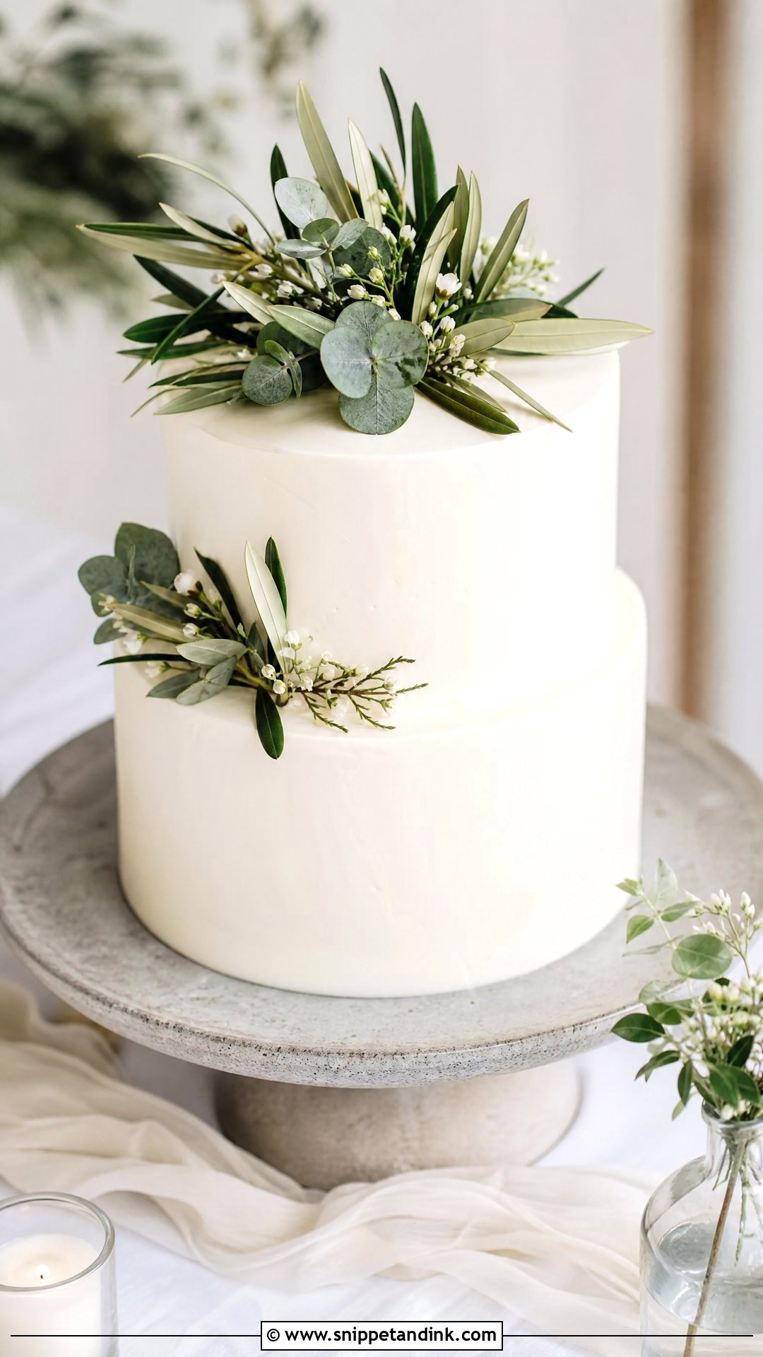Greenery Wedding Cake - Snippet and Ink - 20 Minimal Wedding Cake Ideas