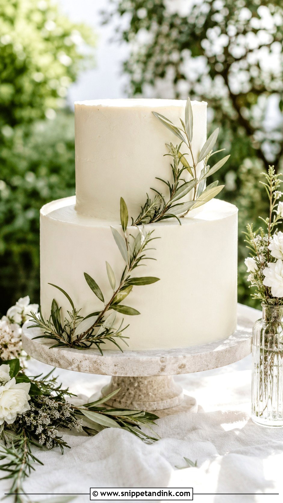 Greenery Wedding Cake - Snippet and Ink - 20 Minimalist Wedding Cake Designs