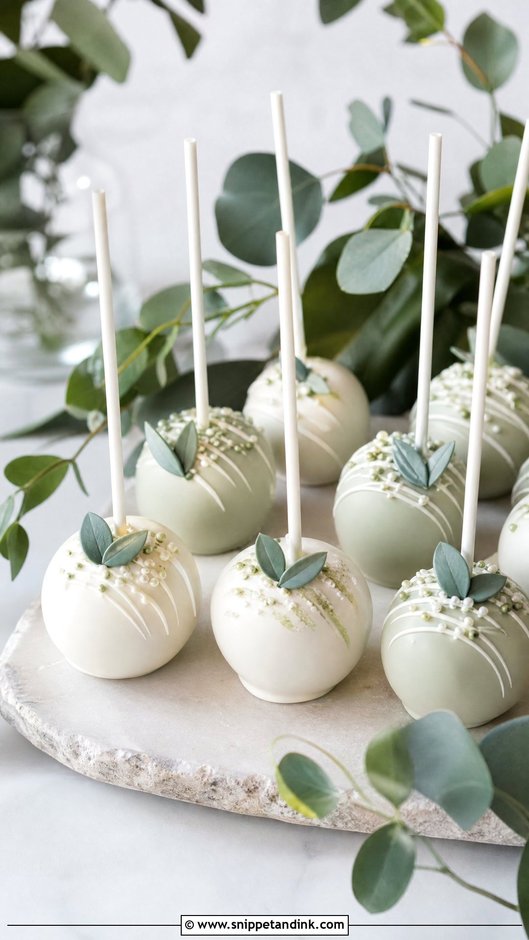 Greenery Wedding Cake Pops - Snippet and Ink - 20 Wedding Cake Pops