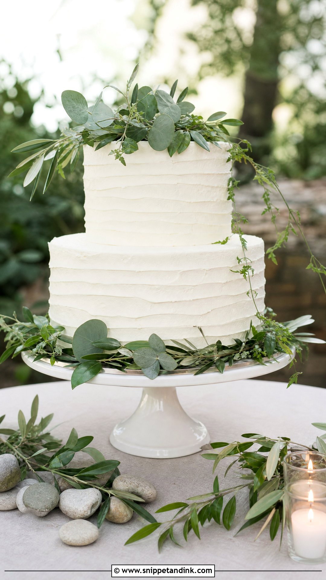 Greenery Wedding Cake Table - Snippet and Ink - 25 Wedding Cake Table Ideas