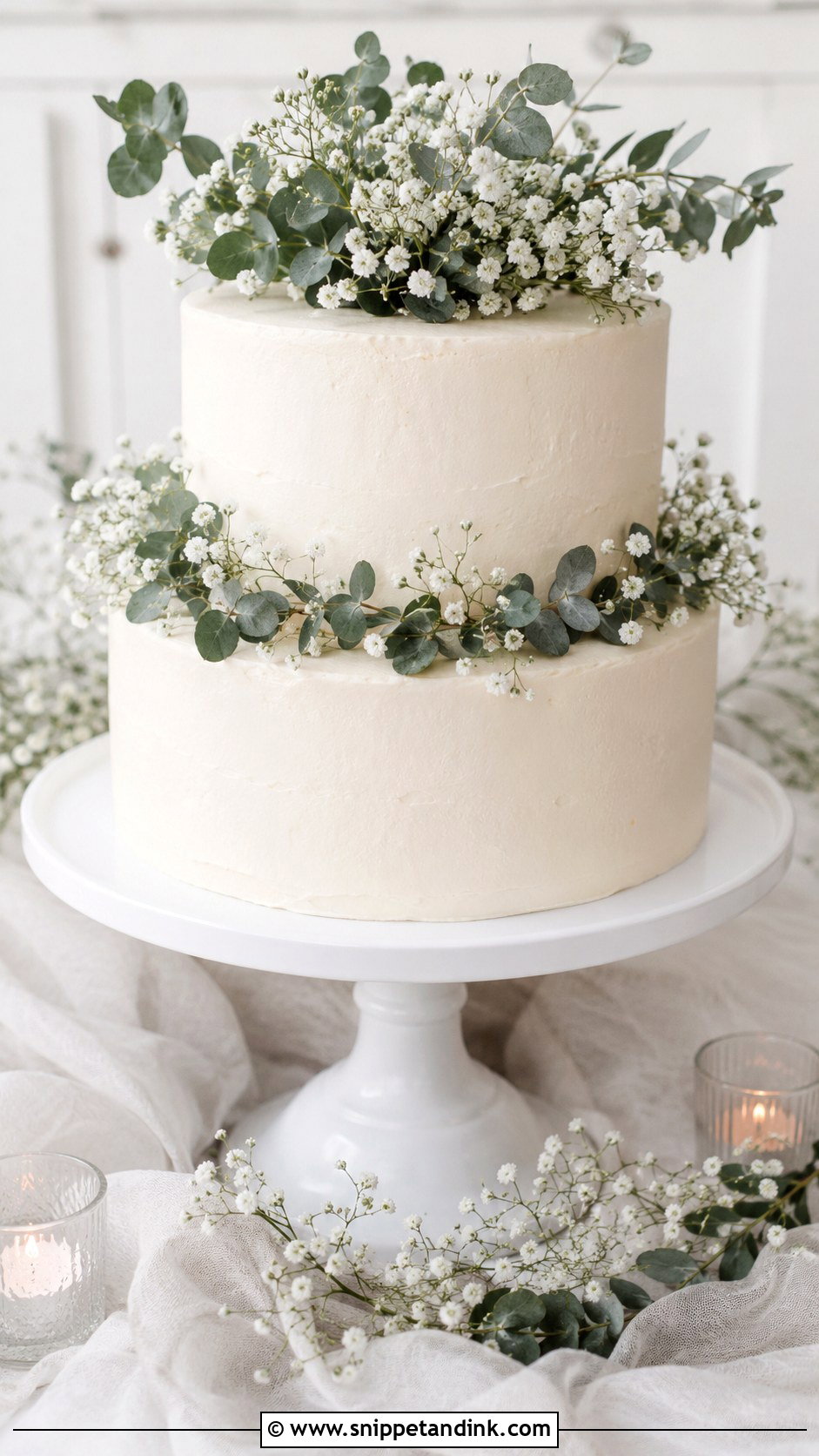 Greenery Wedding Cake With Babys Breath - Snippet and Ink - 20 Simple Wedding Cakes with Greenery