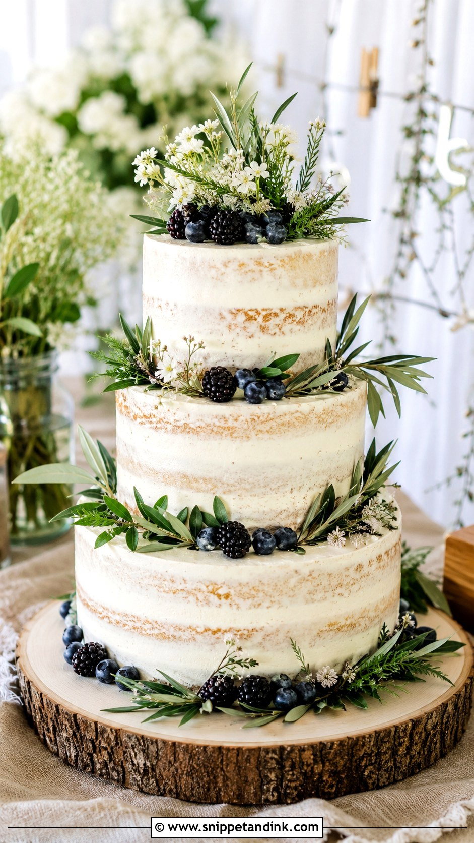 Greenery Wedding Cake With Berries - Snippet and Ink - 25 Rustic Greenery Wedding Cake Ideas