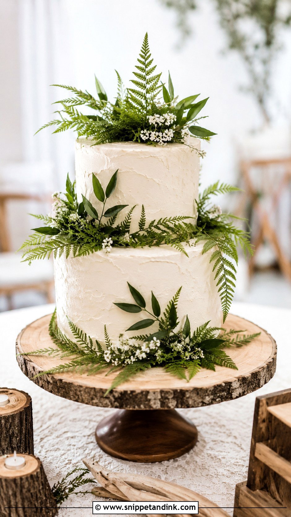 Greenery Wedding Cake With Ferns - Snippet and Ink - 20 Simple Wedding Cakes with Greenery
