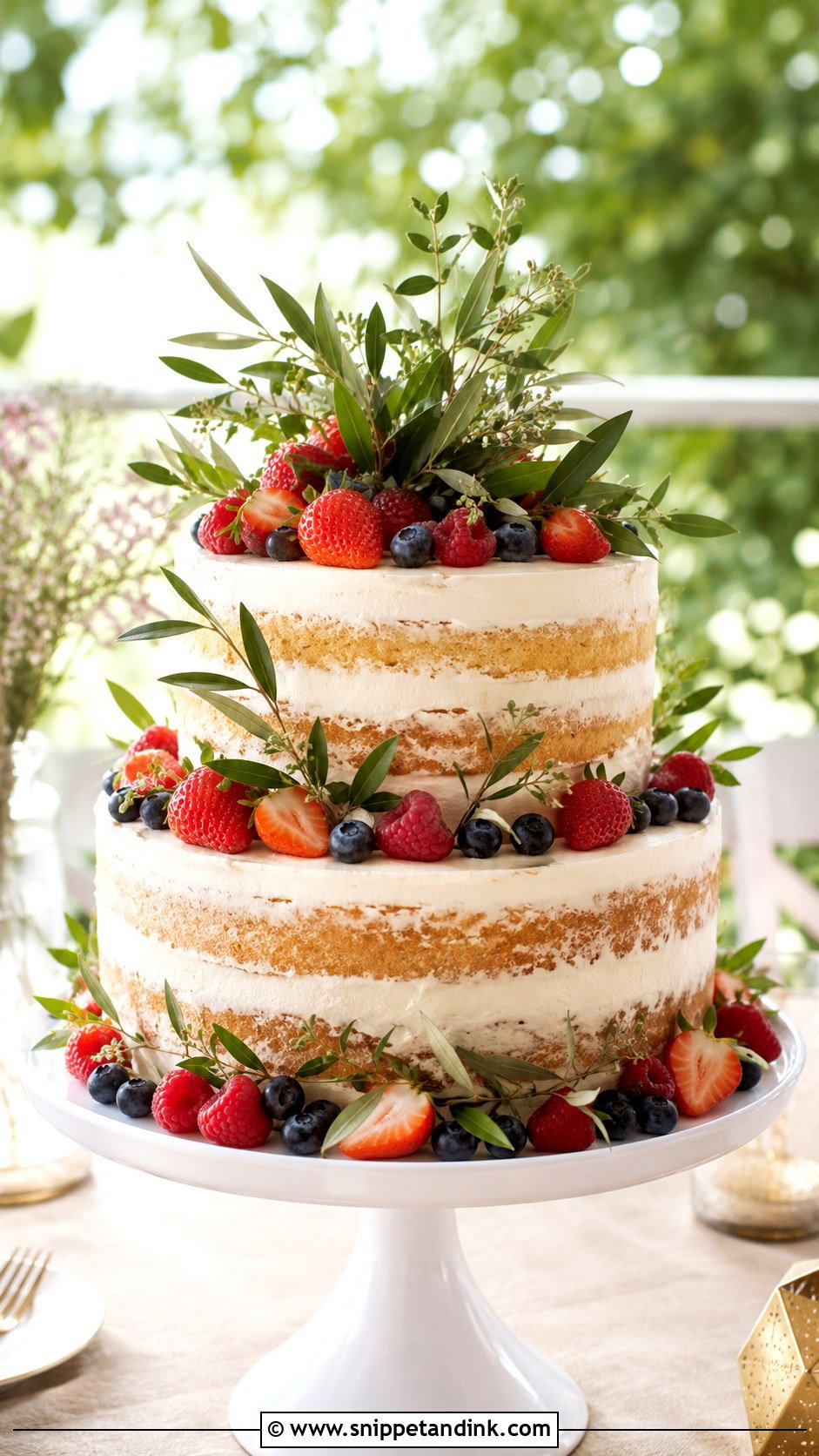 Greenery Wedding Cake With Fresh Berries - Snippet and Ink - 20 Simple Wedding Cakes with Greenery