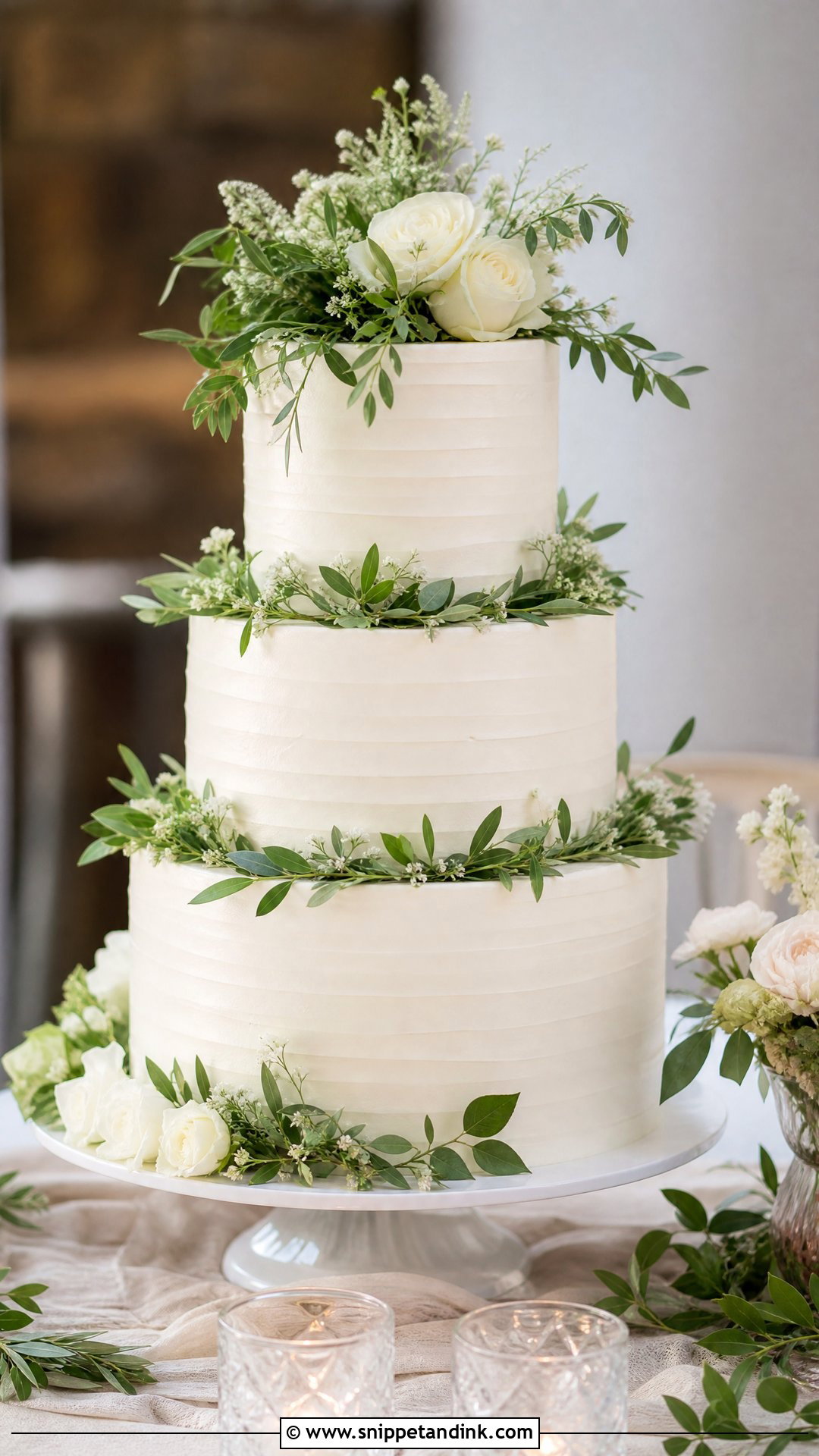 Greenery Wedding Cake With Fresh Flowers - Snippet and Ink - 25 Cake Ideas with Fresh Flowers for Wedding
