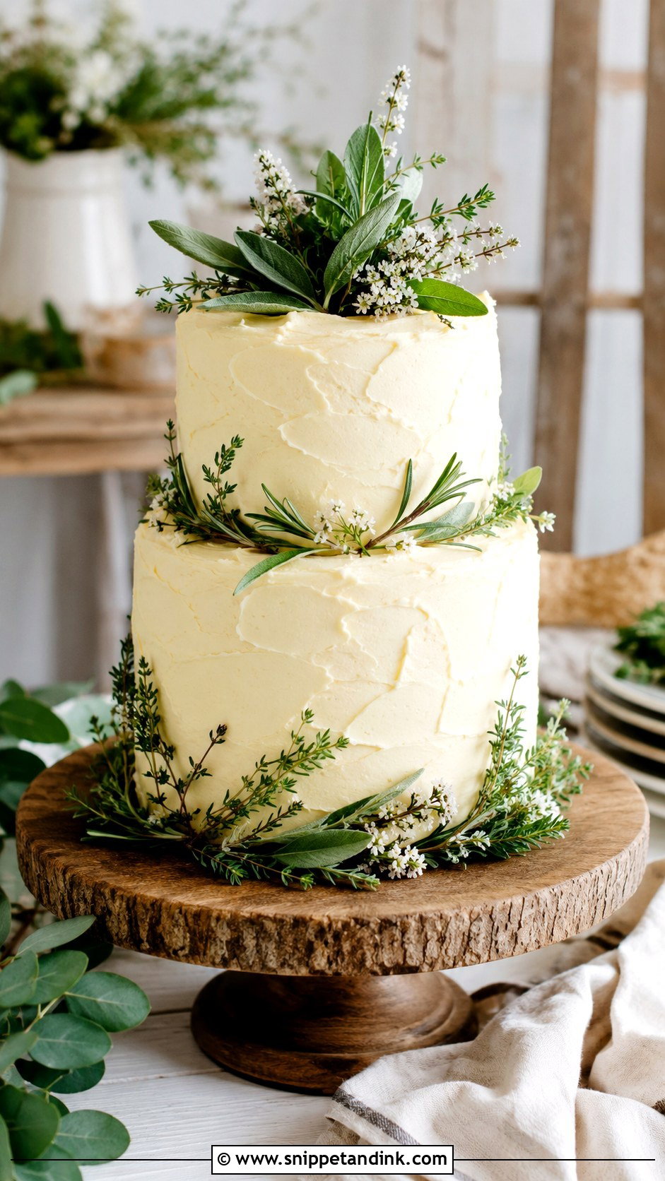 Greenery Wedding Cake With Herbs - Snippet and Ink - 25 Rustic Greenery Wedding Cake Ideas