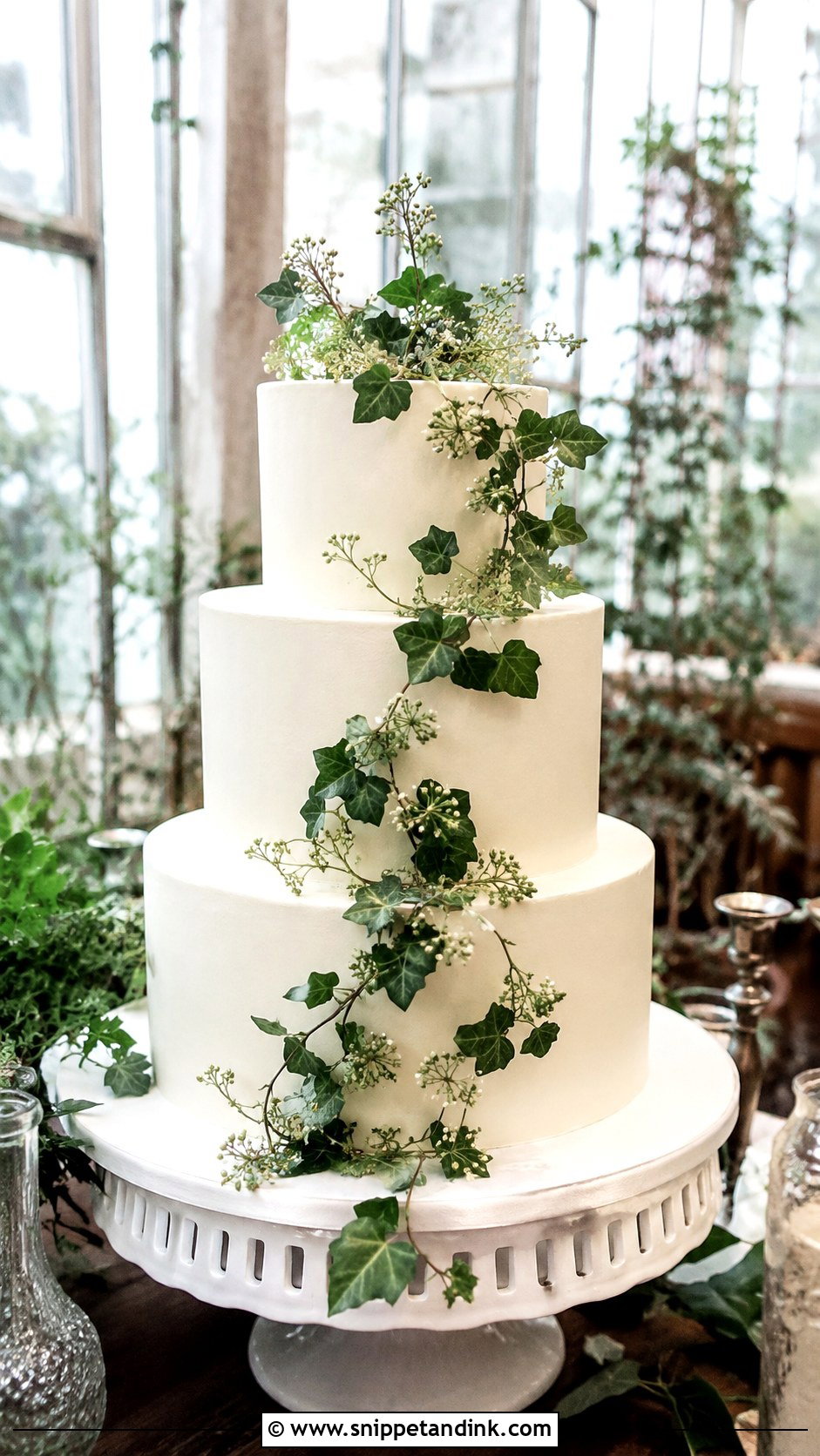 Greenery Wedding Cake With Ivy - Snippet and Ink - 20 Simple Wedding Cakes with Greenery