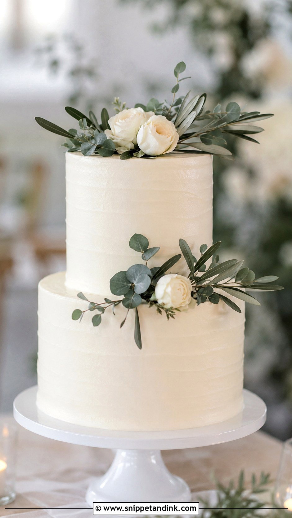 Greenery Wedding Cake With Minimal Flowers - Snippet and Ink - 20 Simple Wedding Cakes with Greenery