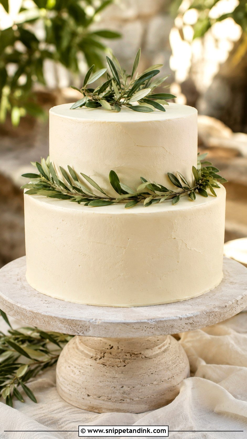 Greenery Wedding Cake With Olive Leaves - Snippet and Ink - 20 Simple Wedding Cakes with Greenery