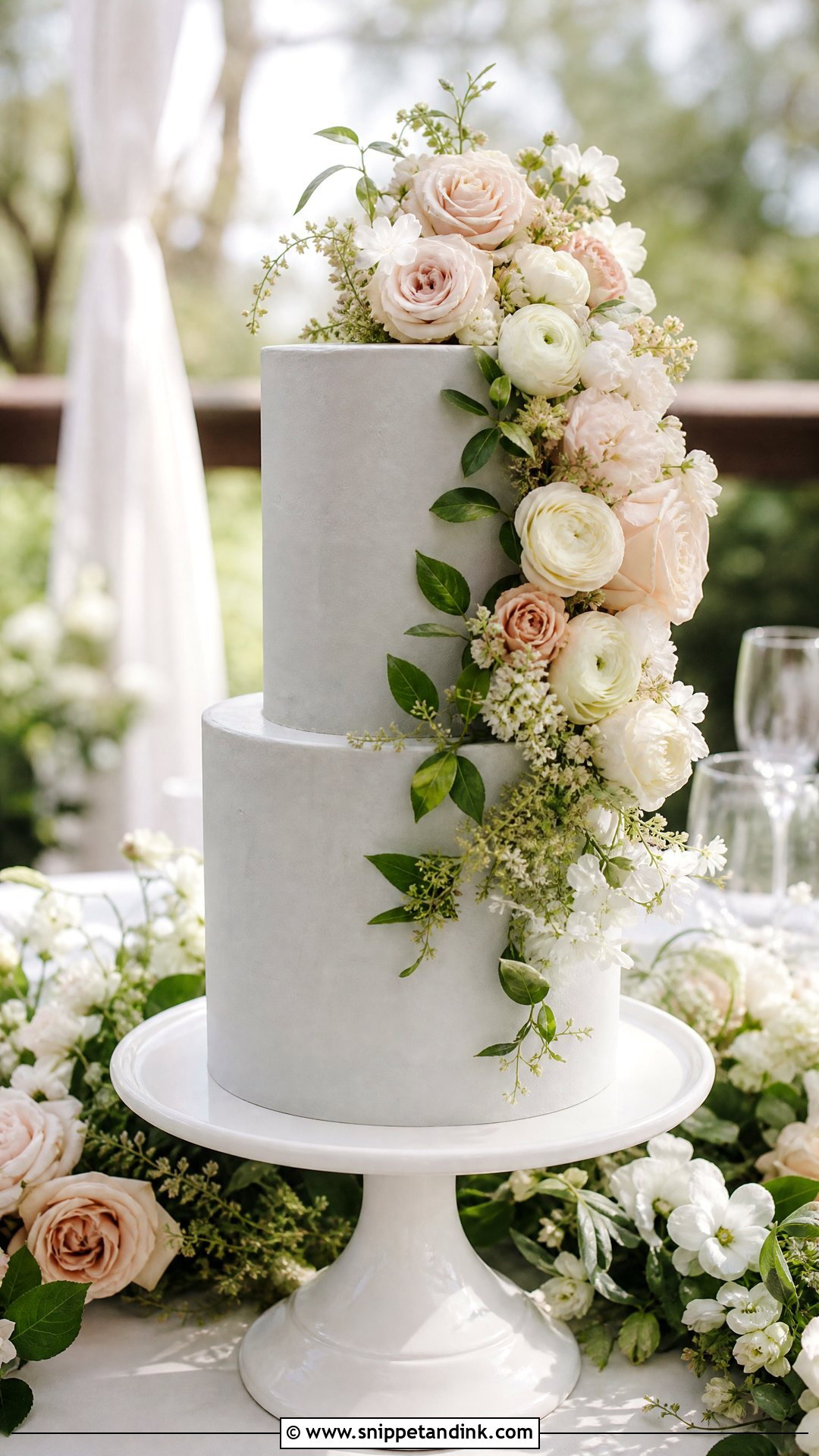 Grey And Blush Wedding Cake - Snippet and Ink - 25 Grey Cake Ideas for Wedding