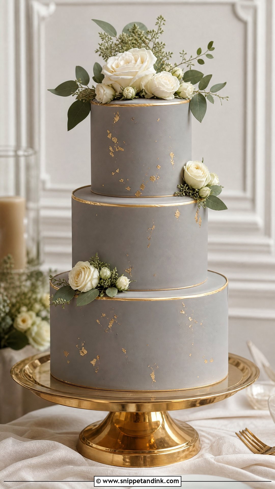 Grey And Gold Wedding Cake - Snippet and Ink - 25 Grey Cake Ideas for Wedding
