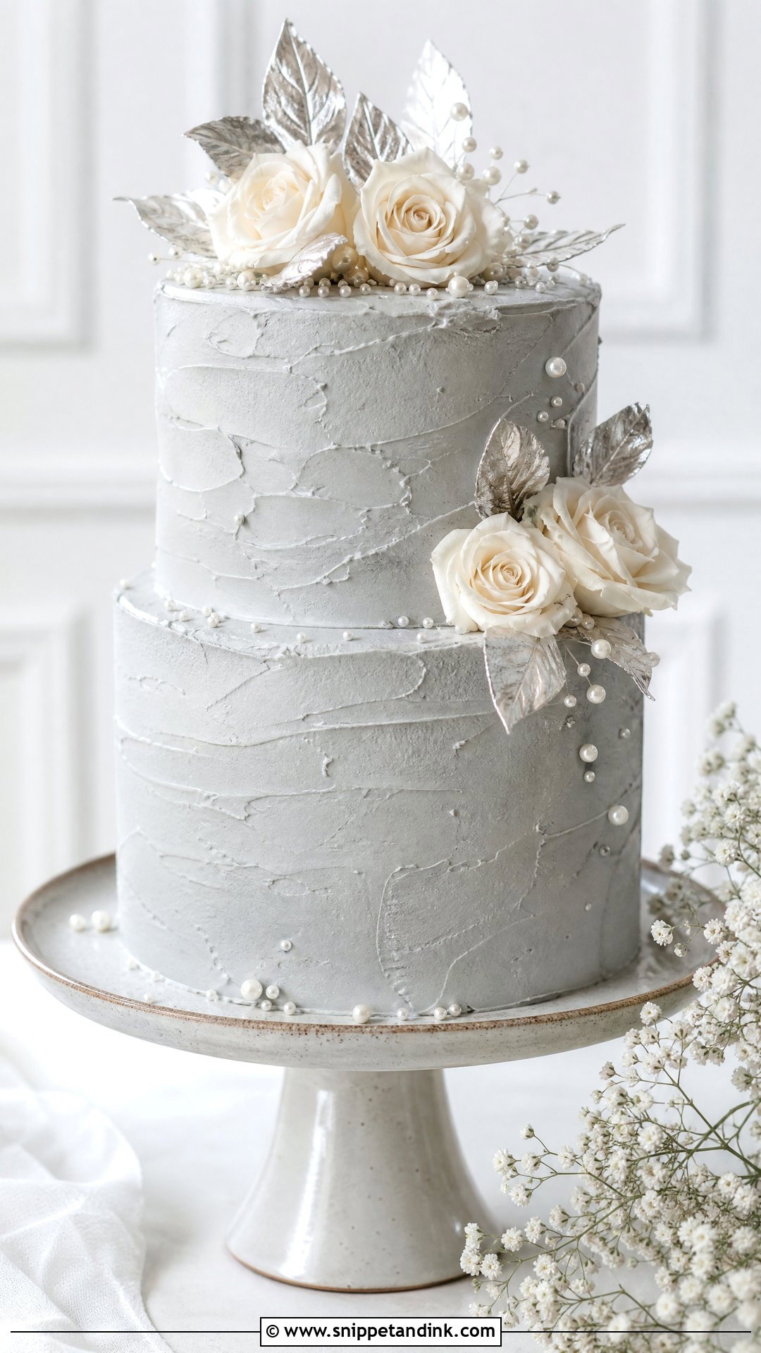 Grey Buttercream Wedding Cake - Snippet and Ink - 25 Grey Cake Ideas for Wedding