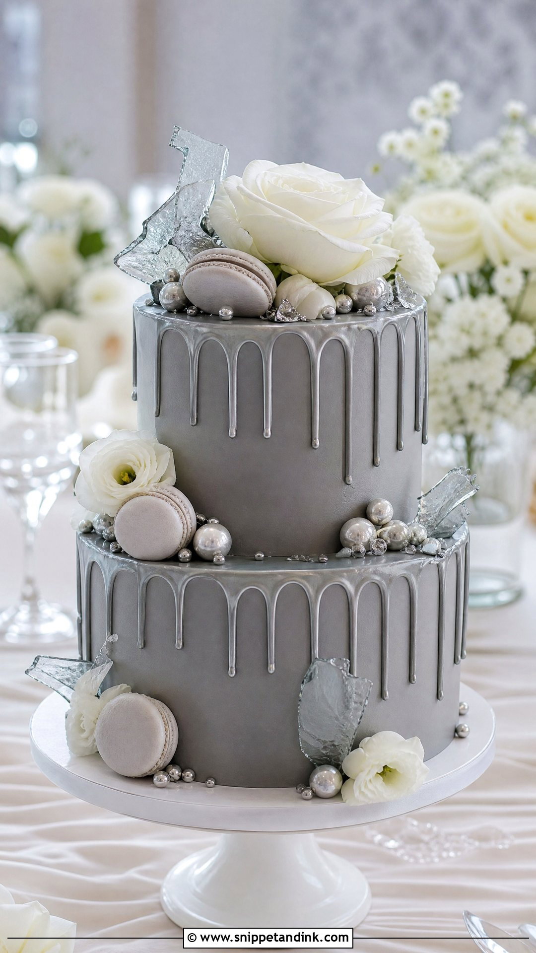 Grey Drip Wedding Cake - Snippet and Ink - 25 Grey Cake Ideas for Wedding