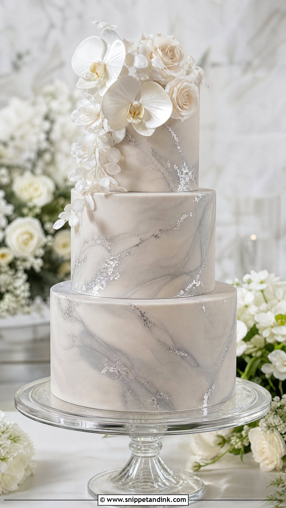 Grey Marble Wedding Cake - Snippet and Ink - 25 Grey Cake Ideas for Wedding