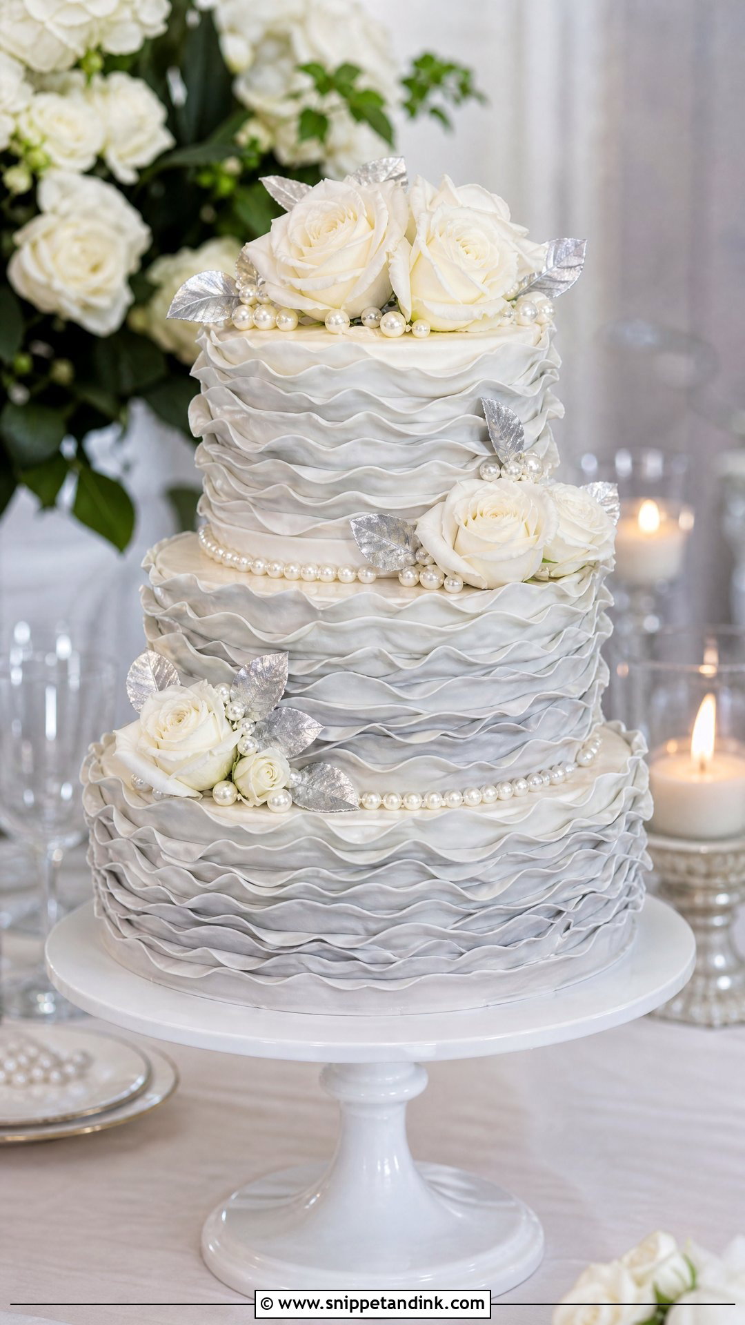 Grey Ruffle Wedding Cake - Snippet and Ink - 25 Grey Cake Ideas for Wedding