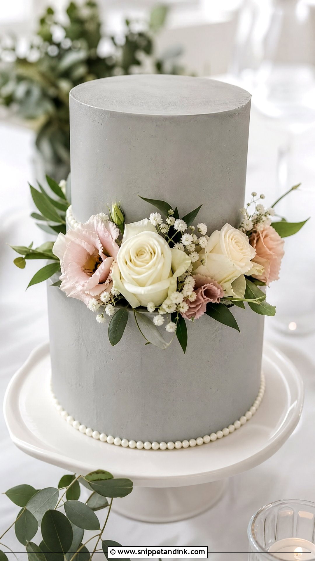Grey Two Tier Wedding Cake - Snippet and Ink - 25 Grey Cake Ideas for Wedding