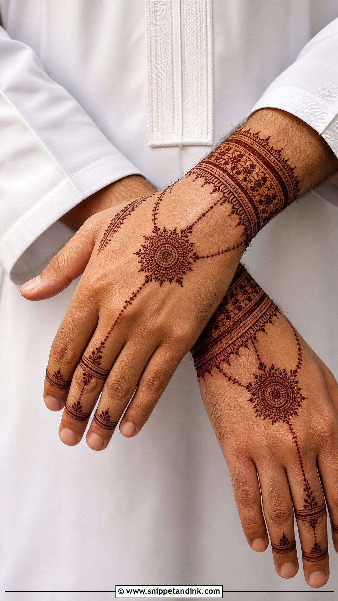 Groom Back Hand Mehndi With Bracelet Design - Snippet and Ink - 20 Groom Back Hand Mehndi Design Ideas