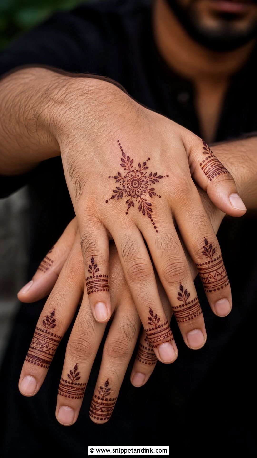 Groom Back Hand Mehndi With Finger Design - Snippet and Ink - 20 Groom Back Hand Mehndi Design Ideas