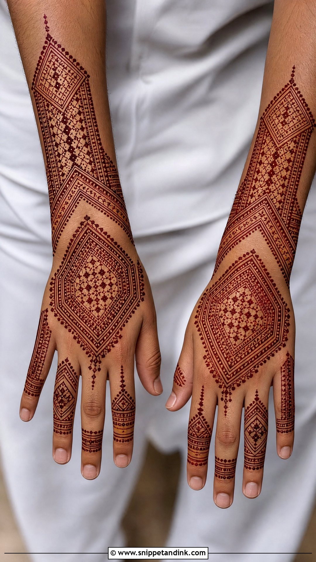 Groom Back Hand Mehndi With Moroccan Pattern - Snippet and Ink - 20 Groom Back Hand Mehndi Design Ideas