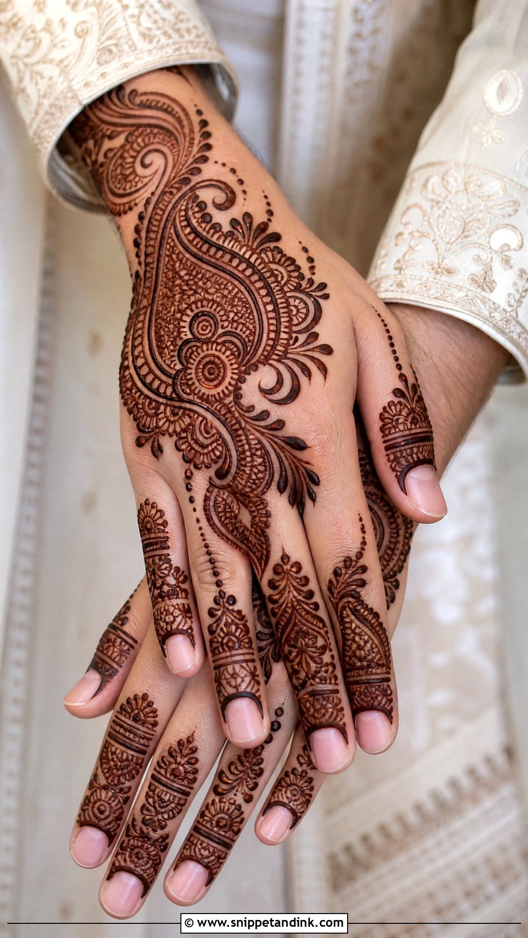 Groom Back Hand Mehndi With Paisley Pattern - Snippet and Ink - 20 Groom Back Hand Mehndi Design Ideas