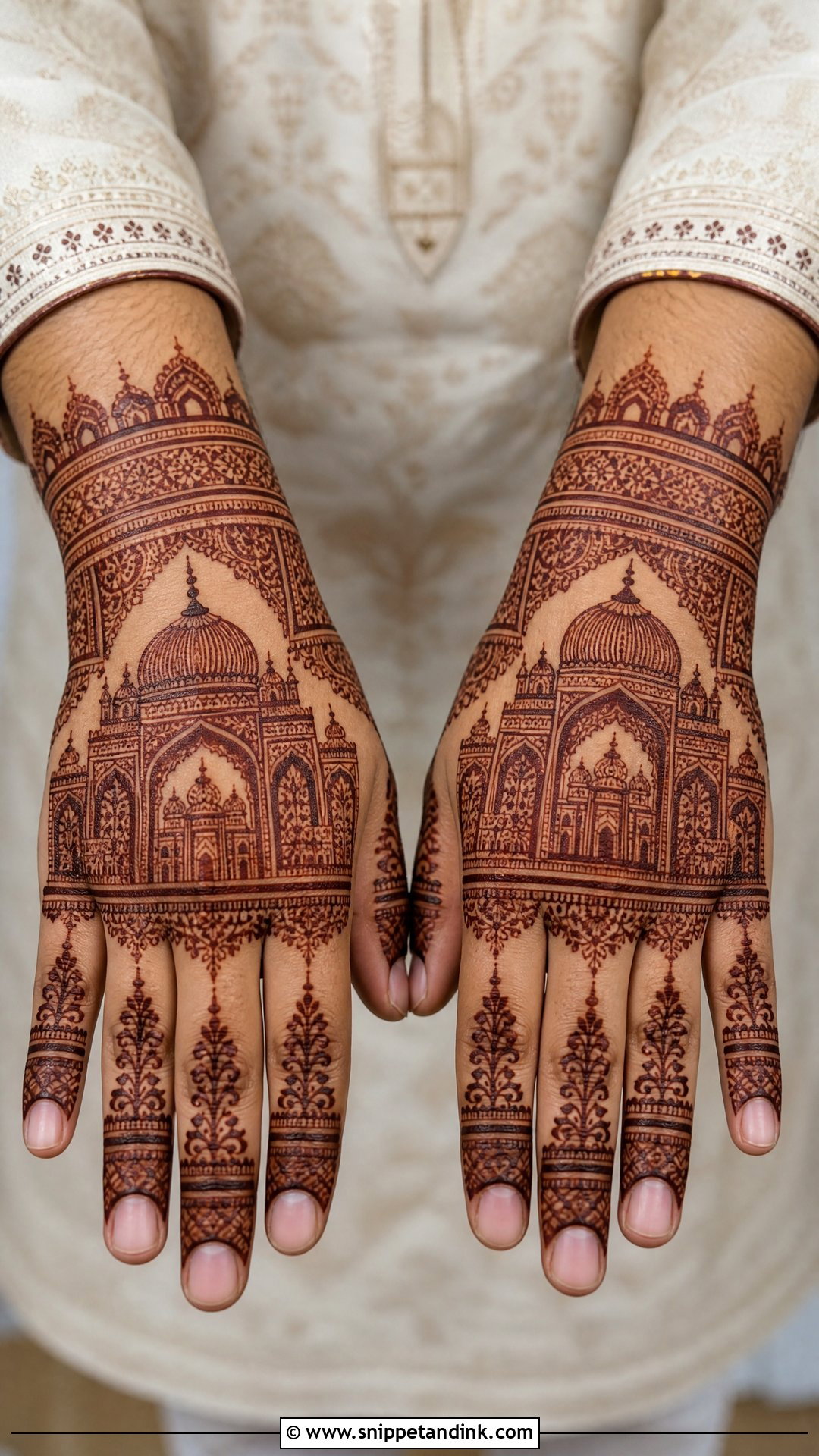 Groom Back Hand Mehndi With Royal Motif - Snippet and Ink - 20 Groom Back Hand Mehndi Design Ideas
