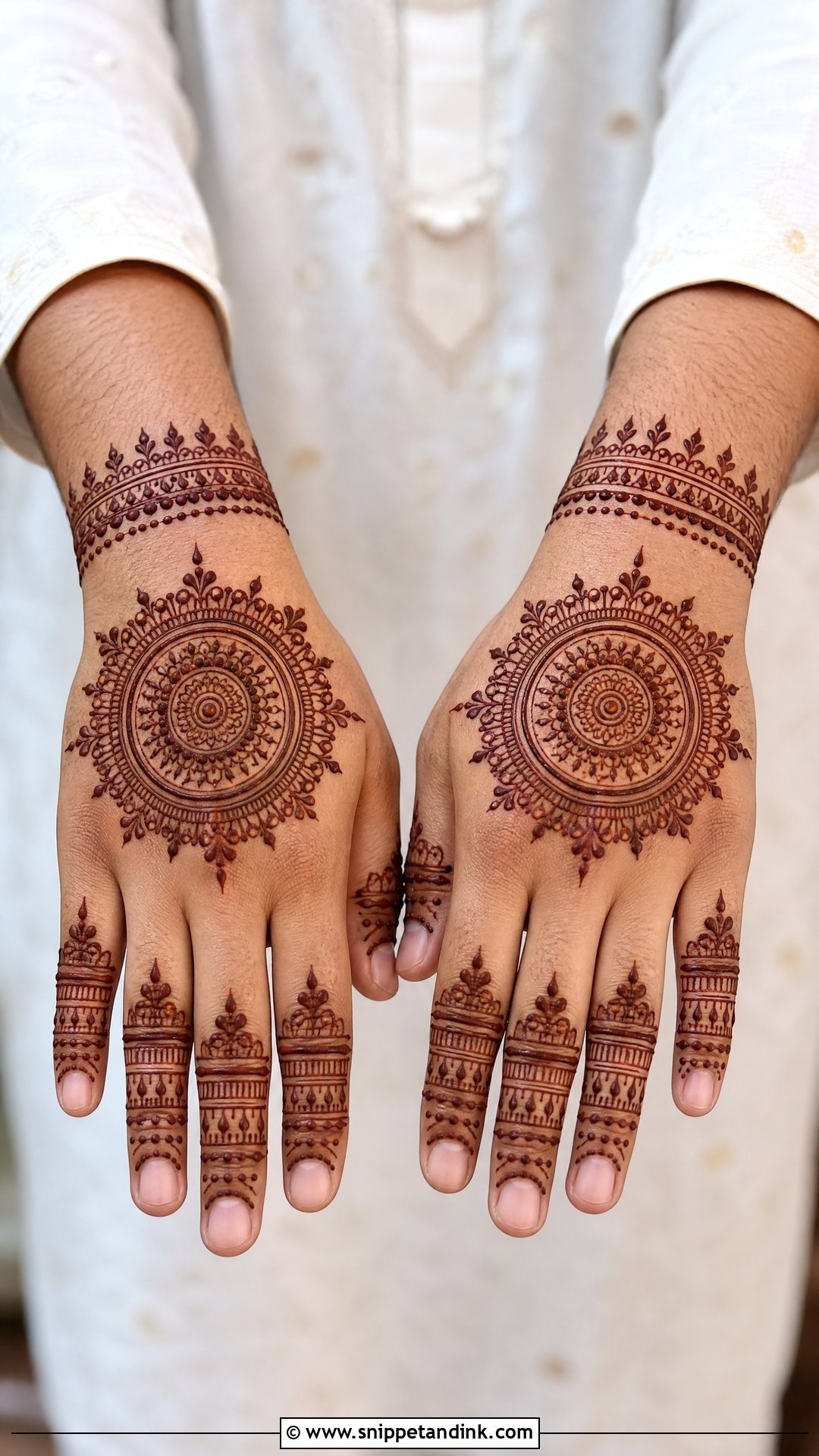 Groom Back Hand Mehndi With Simple Mandala - Snippet and Ink - 20 Groom Back Hand Mehndi Design Ideas