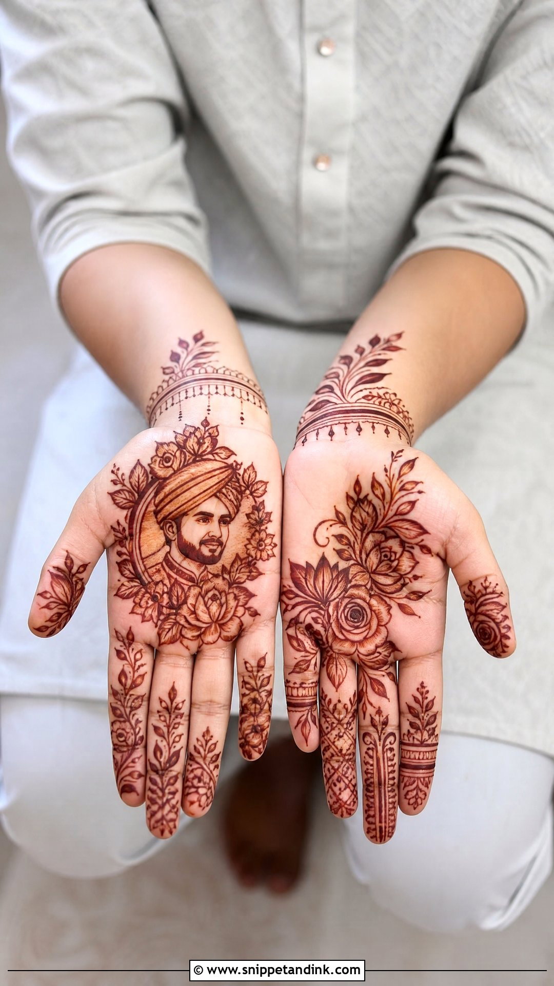 Groom Face Floral Mehndi Design - Snippet and Ink - 25 Groom Face Mehndi Designs