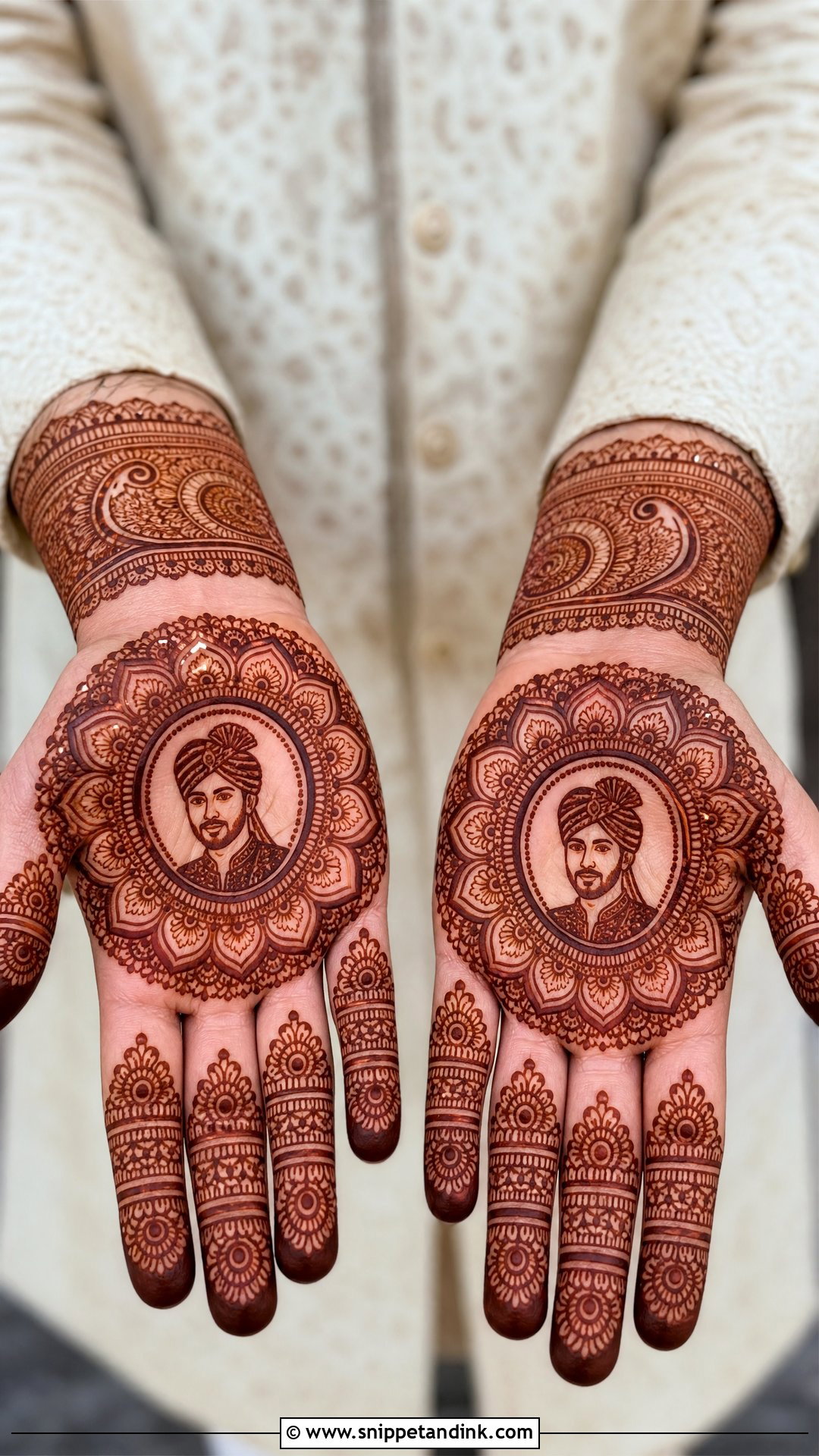 Groom Face Mandala Mehndi Design - Snippet and Ink - 25 Groom Face Mehndi Designs