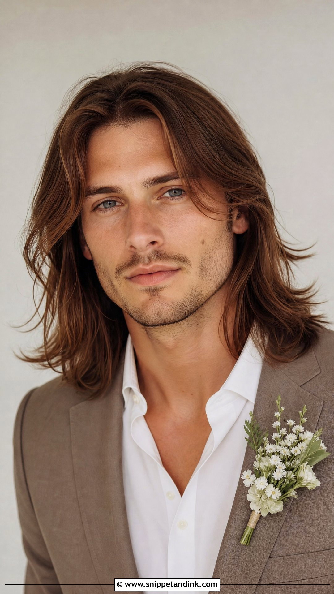 Groom Long Hair Center Part - Snippet and Ink - 15 Groom Long Hair Wedding Men Ideas