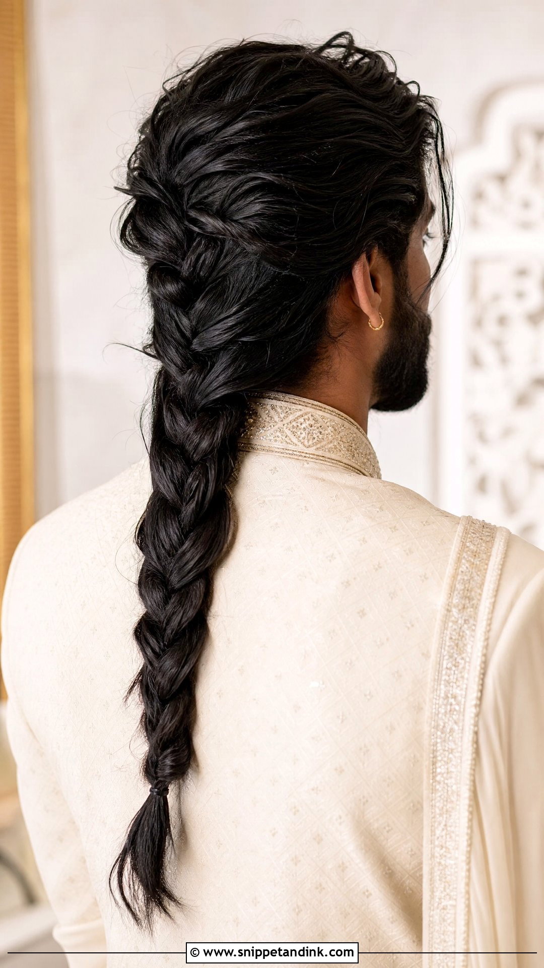 Groom Long Hair Loose Braid - Snippet and Ink - 15 Groom with Long Hair Ideas