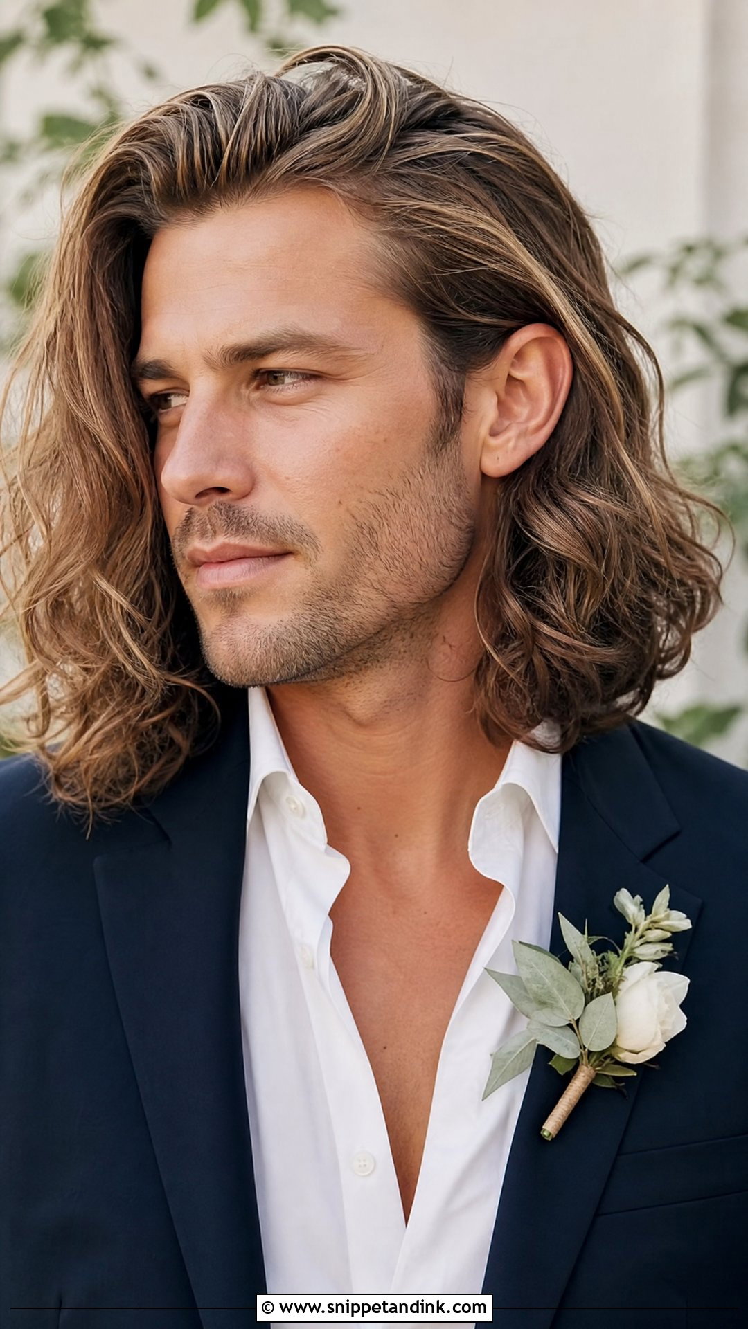 Groom Long Hair Loose Waves - Snippet and Ink - 15 Groom Long Hair Wedding Men Ideas