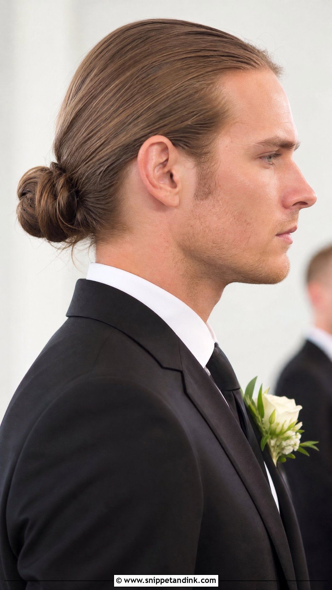 Groom Long Hair Low Man Bun - Snippet and Ink - 15 Groom Long Hair Wedding Men Ideas