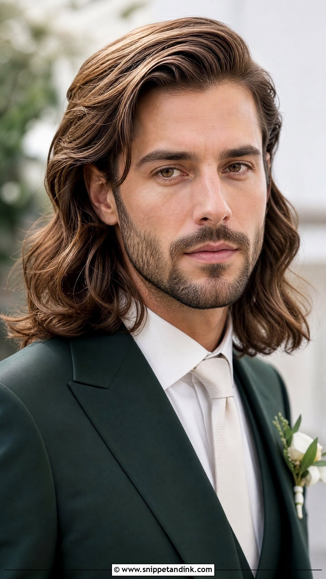 Groom Long Hair Side Part - Snippet and Ink - 15 Groom with Long Hair Ideas