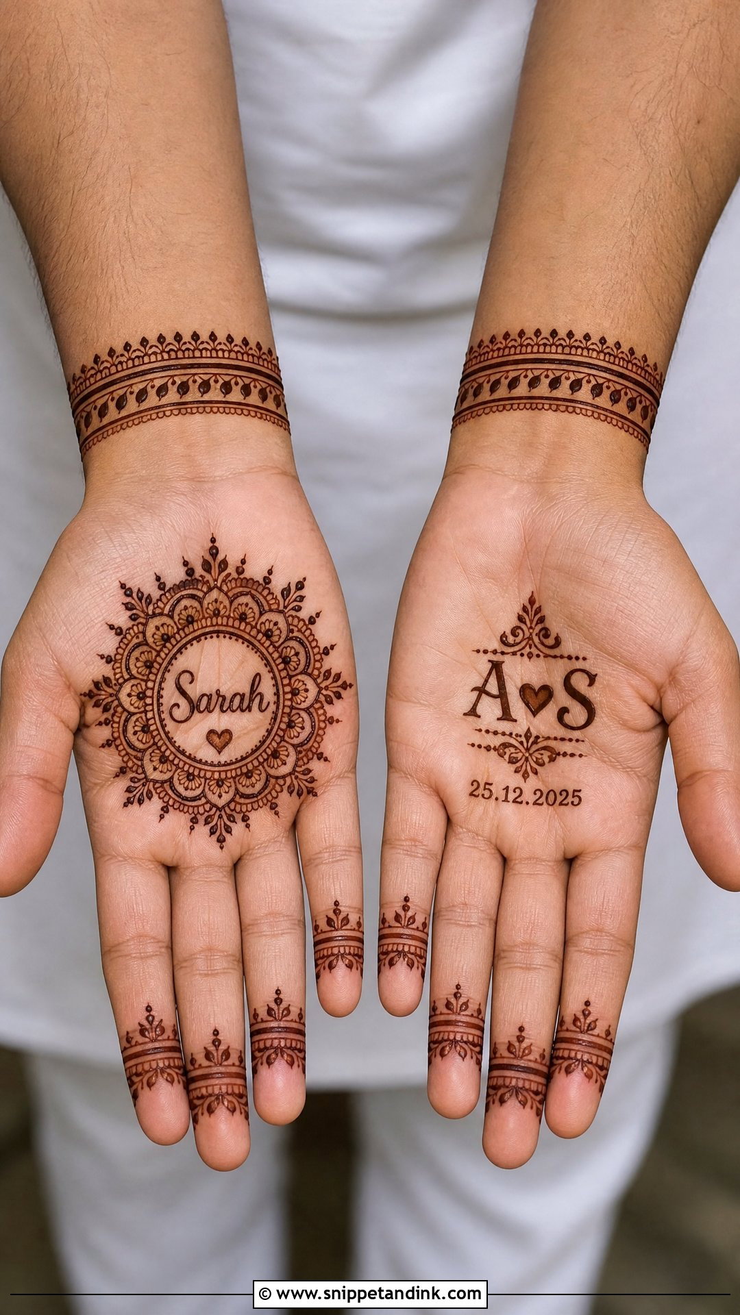 Groom Mehndi Design With Bride Name - Snippet and Ink - 20 Bride Groom Mehndi Designs