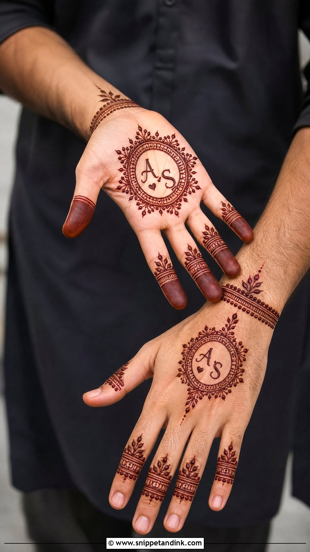 Groom Mehndi Design With Initials - Snippet and Ink - 20 Groom Mehndi Designs