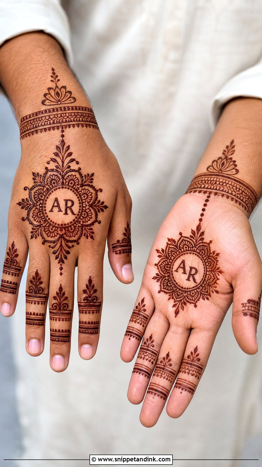 Groom Mehndi Design With Initials - Snippet and Ink - 25 Mehndi Design for Groom Hand Ideas
