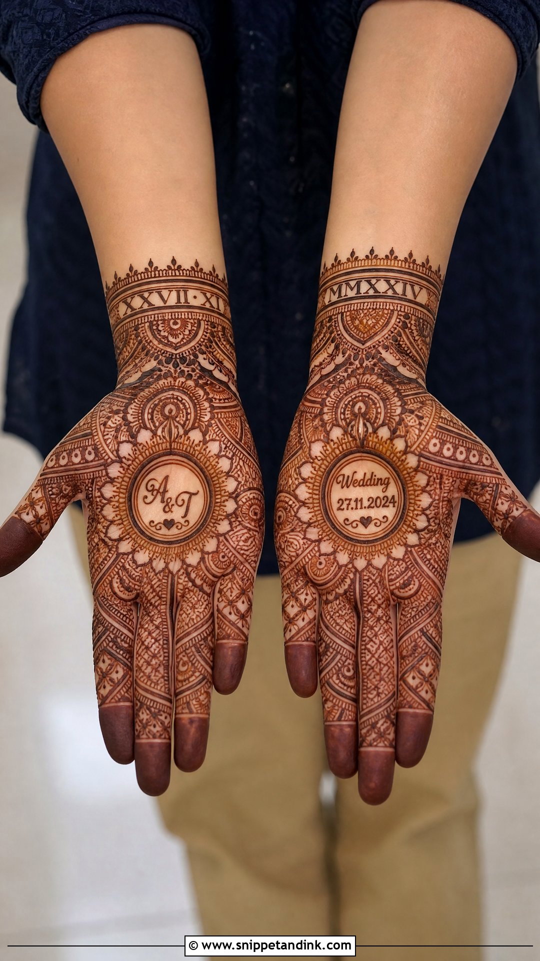 Groom Mehndi Design With Wedding Date - Snippet and Ink - 20 Bridegroom Mehndi Designs