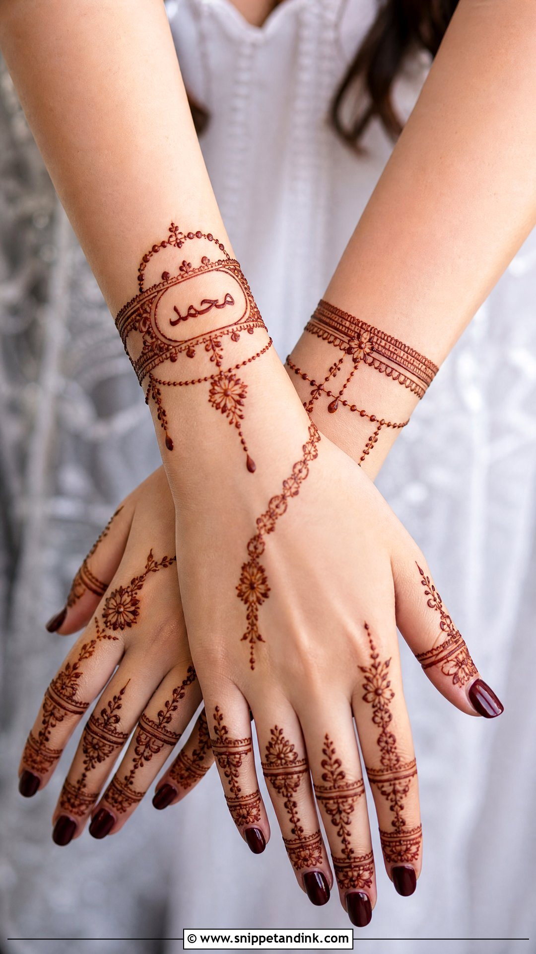 Groom Name Bracelet Mehndi - Snippet and Ink - 20 Groom Name in Mehndi Design Ideas