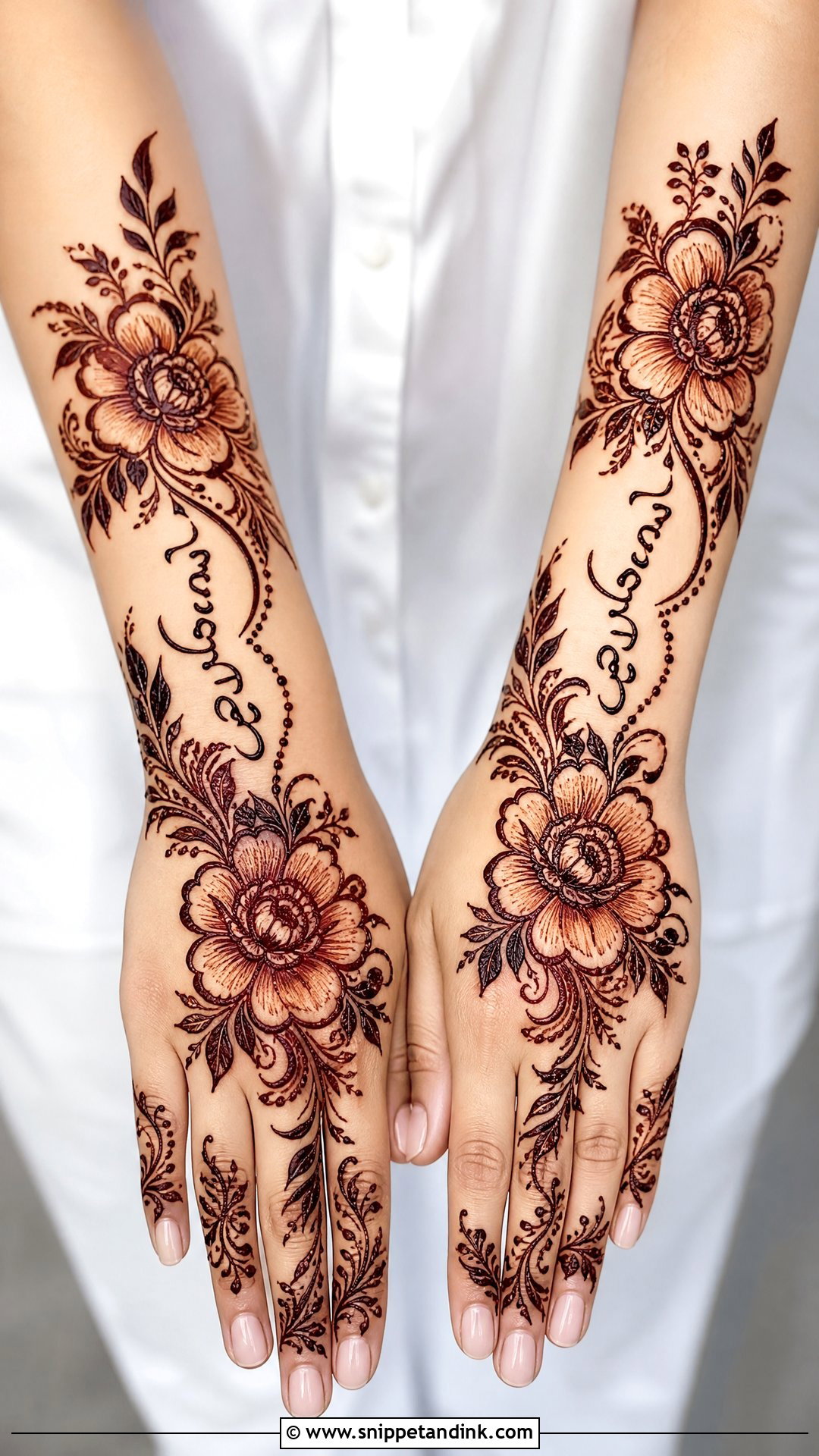 Groom Name Floral Mehndi - Snippet and Ink - 20 Groom Name in Mehndi Design Ideas