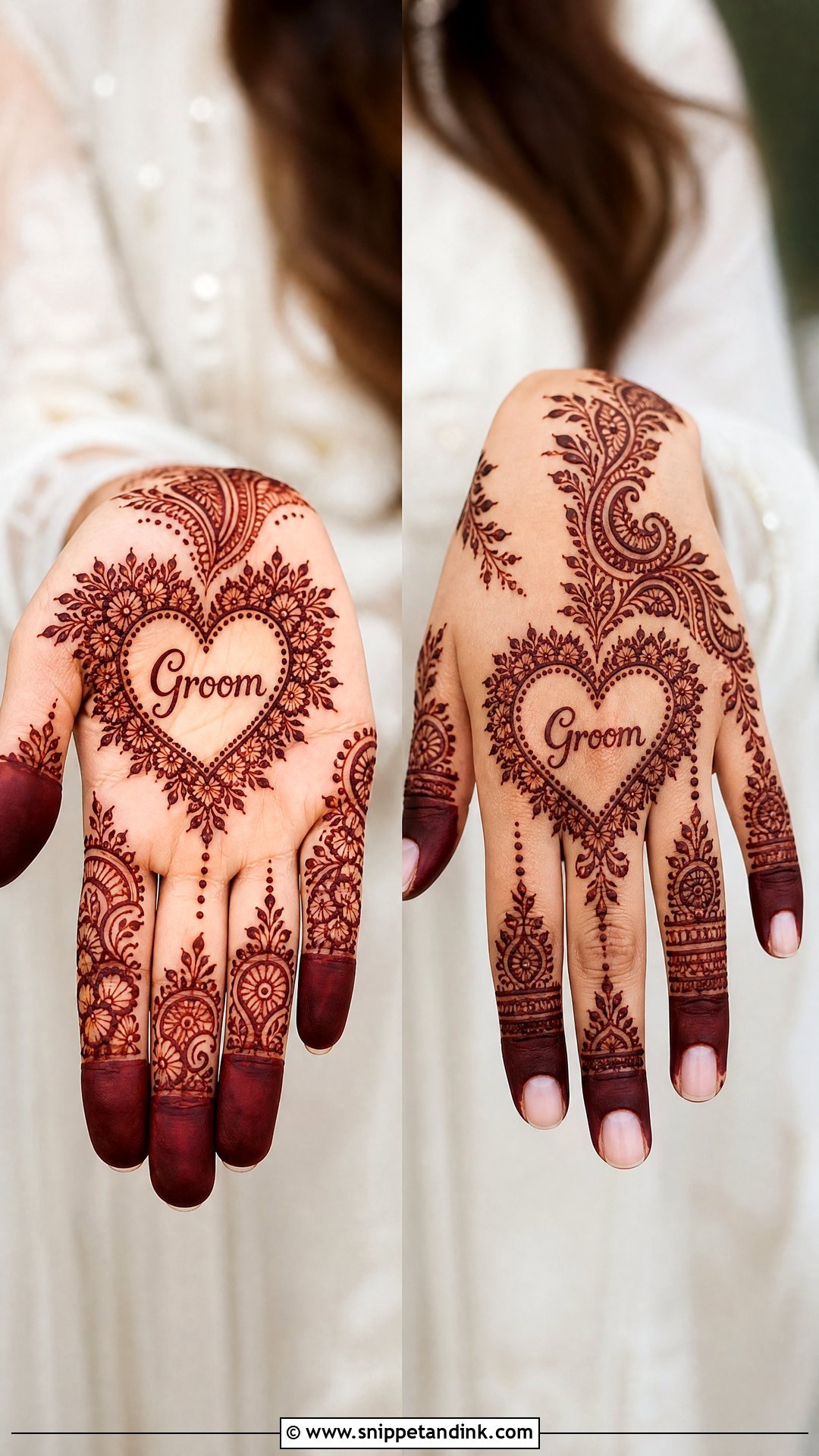 Groom Name Heart Mehndi - Snippet and Ink - 20 Groom Name in Mehndi Design Ideas
