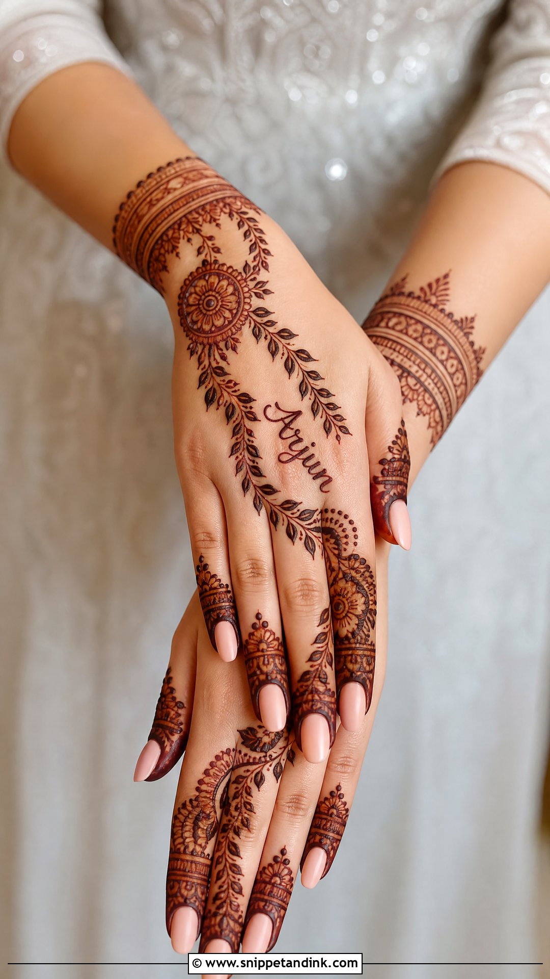 Groom Name In Back Hand Mehndi - Snippet and Ink - 20 Groom Name in Mehndi Design Ideas